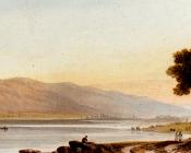 约翰 瓦利 : Figures And Sheep On The Shore Of Lake Geneva